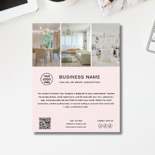 Panfleto de Negócios Rosa Suave Foto Logotipo Míni