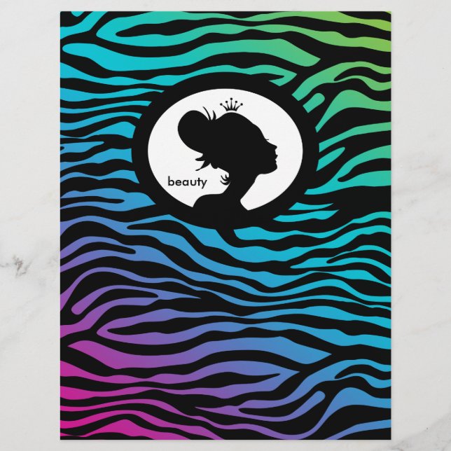 Panfleto de Salão de Beleza Cabelo Coroa de Zebra  (Frente)