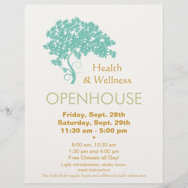 Panfleto de Saúde e Bem-Estar Holístico da Árvore  (Frente)