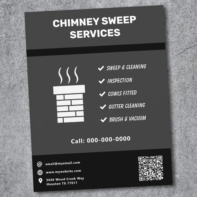 Panfleto de Serviço de Limpeza de Chaminés (Chimney Sweep Service Flyer)