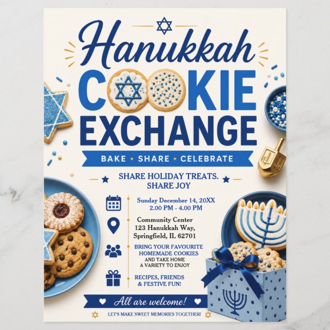 Panfleto de Troca de Biscoitos de Hanukkah (Frente)