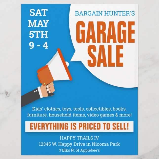 Panfleto de Venda de Garagem - Caçadores de Oferta (Frente)