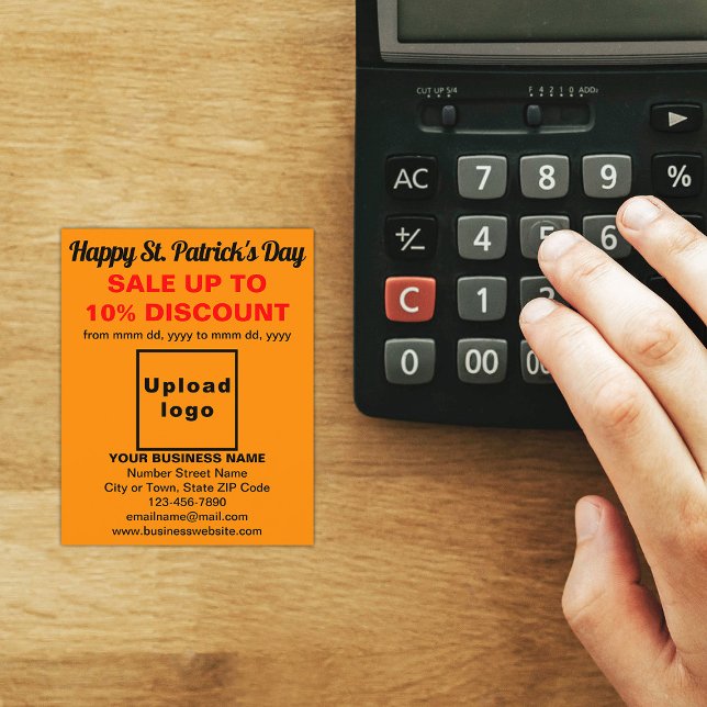 Panfleto de vendas do dia de Patrick (Orange St. Patrick's Day business sale flyer)