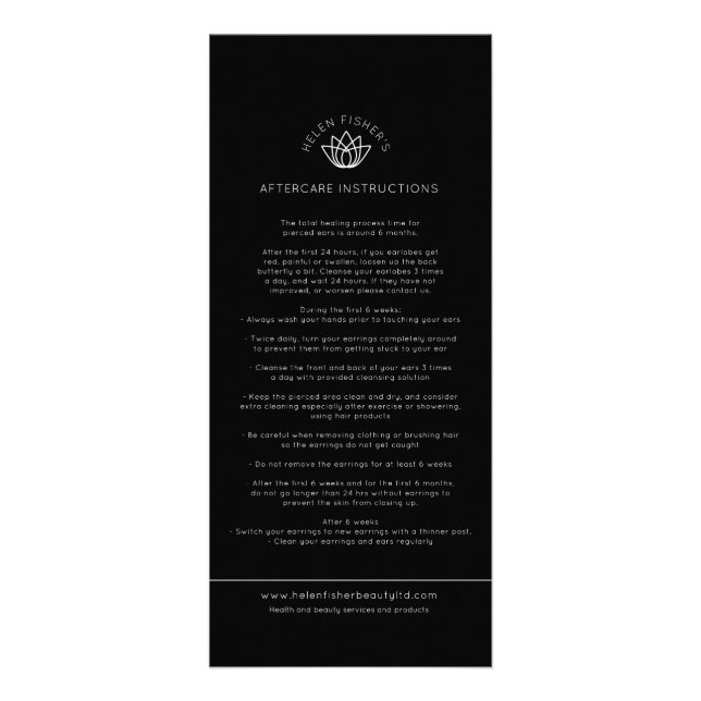 Panfleto Depois das instruções de perfuração do ouvido pret (Frente)