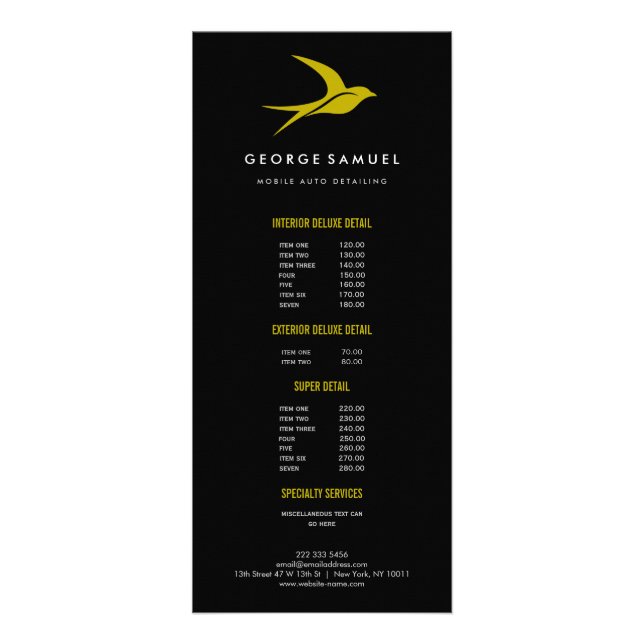 Panfleto Detalhamento Automático | Logotipo de pássaro voad (Frente)