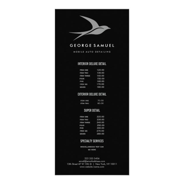 Panfleto Detalhamento Automático | Logotipo de pássaro voad (Frente)