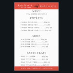 Panfleto do menu Catering do Chef Hat<br><div class="desc">O chapéu de chef russo desenhado em fiesta vermelho,  simples panfleto de menu. Projetado para corresponder à nossa Coleção de Chapéus de Chef.</div>
