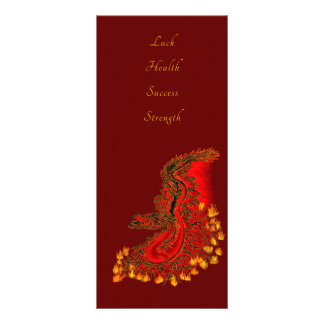 Panfleto Dragão da China em vermelho e design de ouro