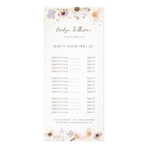 Dried flowers price list rack card