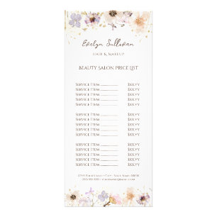 Panfleto Dried flowers price list rack card