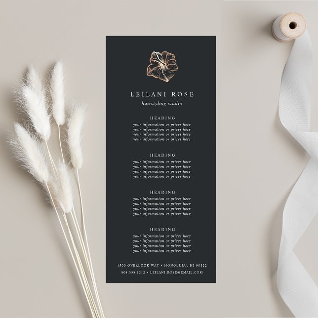 Panfleto Elegant Copper Hibiscus Flower | Pricing/Services (Criador carregado)