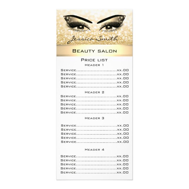 Panfleto Elegant eyelashes & eyebrow glittery rack card (Frente)