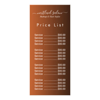 Panfleto Elegant Modern Salon Price List Rack Card