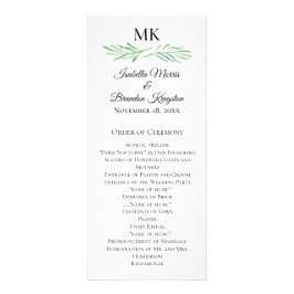Panfleto Elegant Monogram Greenery Wedding Program 2