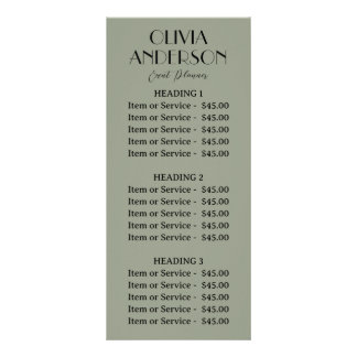 Panfleto Elegante Sage Green Neutral Boho Moderno Único