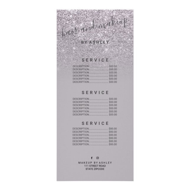 Panfleto elegante tipografia glitter roxo lavanda ombre (Frente)