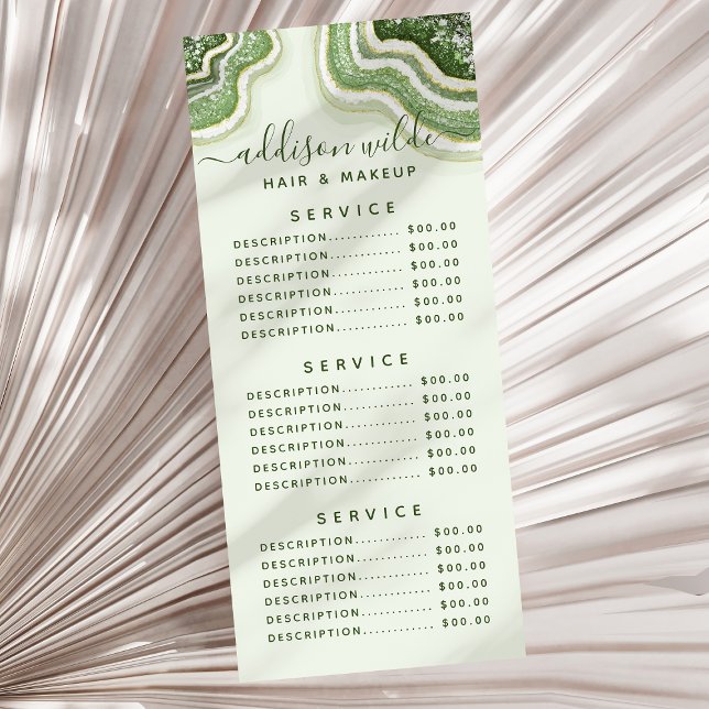 Panfleto Emerald Green Glitter Agate Geode Luxe Chic (Criador carregado)