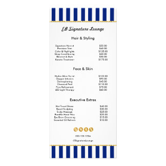 Panfleto Executive Navy Blue Stripe Gold Service Price List