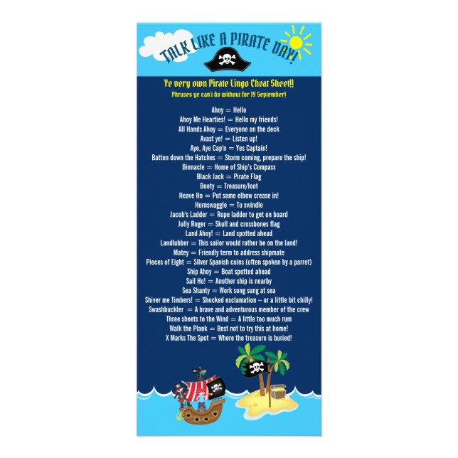 Panfleto Fala como um Dia Pirata Folha Azul Escuro (Frente)