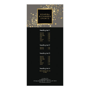Panfleto Faux Dourado Confetti no Rack Card da Cinza modern