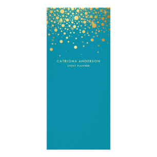 Panfleto Faux Gold Foil Confetti Business Rack Card   Teal