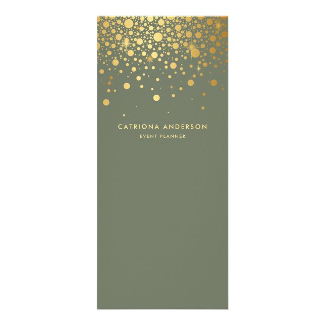 Panfleto Faux Gold Foil Confetti Dots Taupe Green Business (Frente)