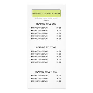 Panfleto Feminine Logo Green Hair Salon price list