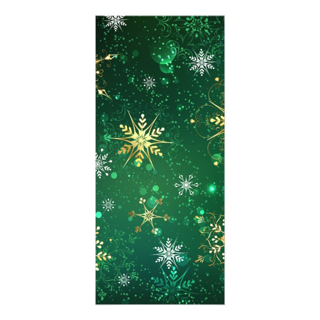 Panfleto Flocos de neve do Ouro Xmas em fundo verde (Frente)