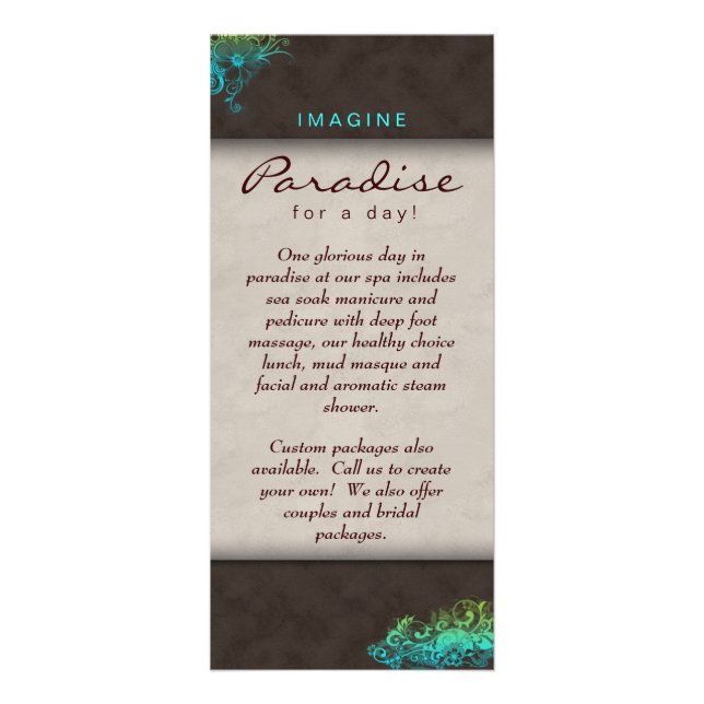 Panfleto Flor Floral Salão Spa Azul Marrom (Frente)