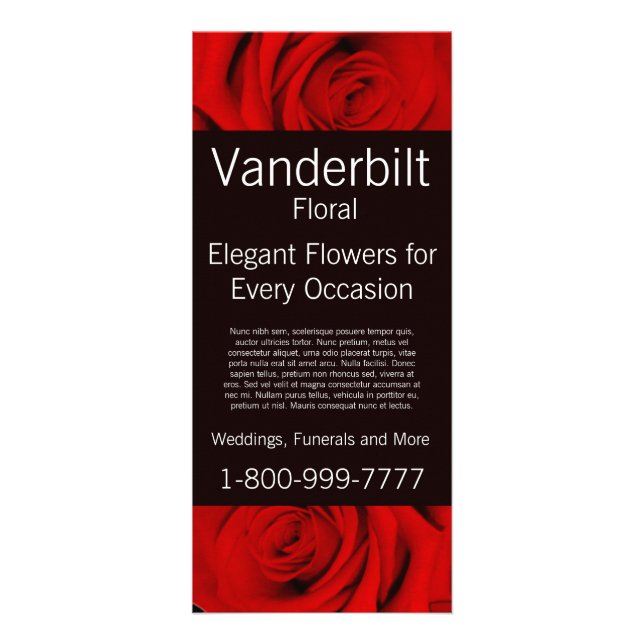 Panfleto Floral Company FloristrRed Rosa Rack Card (Frente)