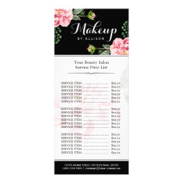 Panfleto Floral Makeup Artist Beauty Salon Girly Price List