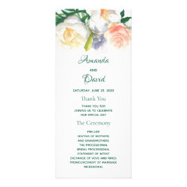 Panfleto Floral white wedding program green
