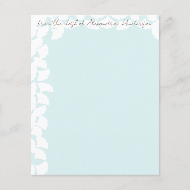 Panfleto Folha de Ginkgo Azul Água Branco (Frente)