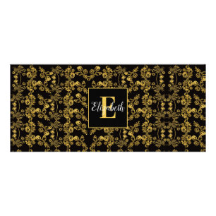 Panfleto Folha ouro e luxo negro Monograma personalizado