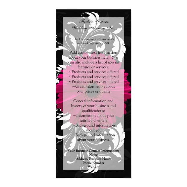 Panfleto Fuchsia Scroll Gerbera Daisy w/Black and White (Frente)