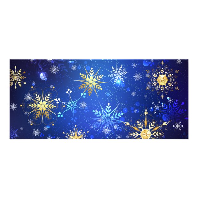 Panfleto Fundo Azul XMAS com Flocos de Neve Ouro (Frente)