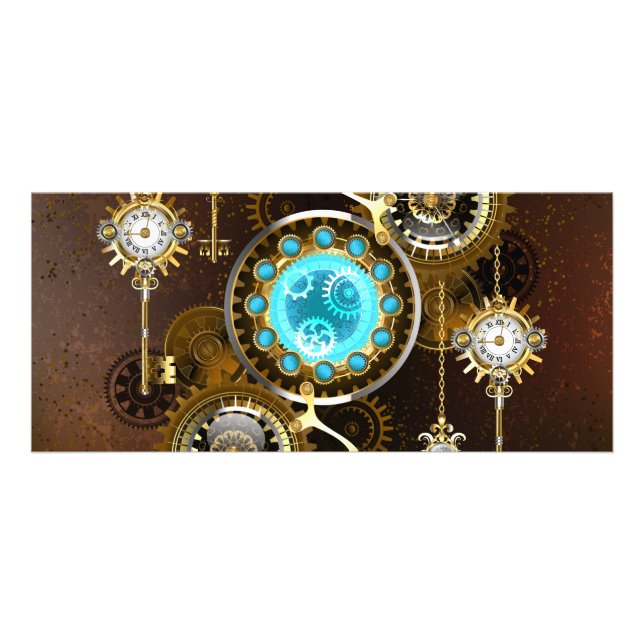 Panfleto Fundo Rusty Steampunk com Lentes Turquesa (Frente)