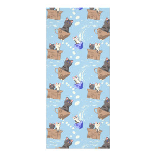 Panfleto Gatos na caixa e leite cai em azul