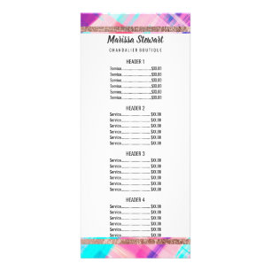 Panfleto Girly Artsy Bohemian Pink Blue Paint Xadrez