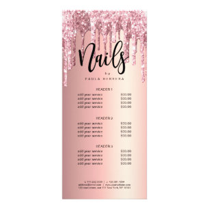 Panfleto Glitter rosa de cobre elegante goteja unhas