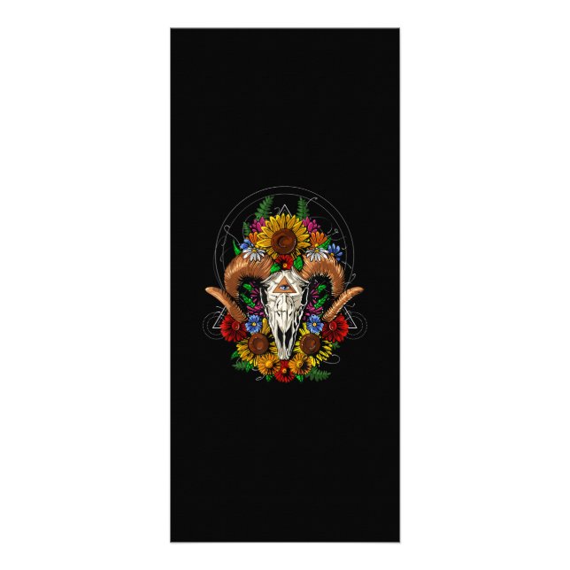 Panfleto Goat Skull Psychedelic Sunflower (Frente)