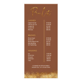 Panfleto Gold & Brown Lash Tech Price List | Luxury Beauty 