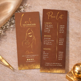 Panfleto Gold & Brown Lash Tech Price List | Luxury Beauty