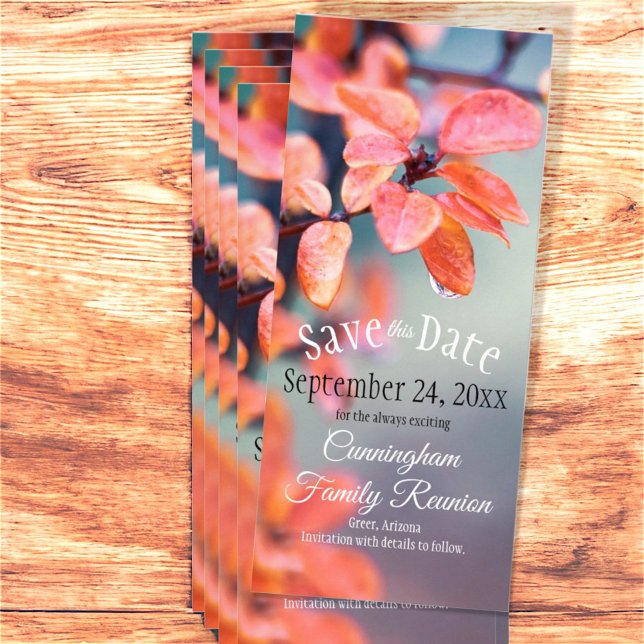 Panfleto Guardar A Data Em Que A Reunião Da Família Autumn  (front save the date template rack card)