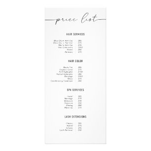 Panfleto Guia de Preços Empresariais Simples Lista Salão