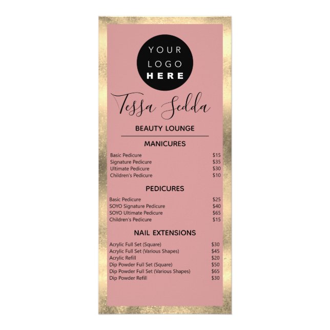 Panfleto Hair Makeup Nails Manicure Pedicure Blush Gold (Frente)