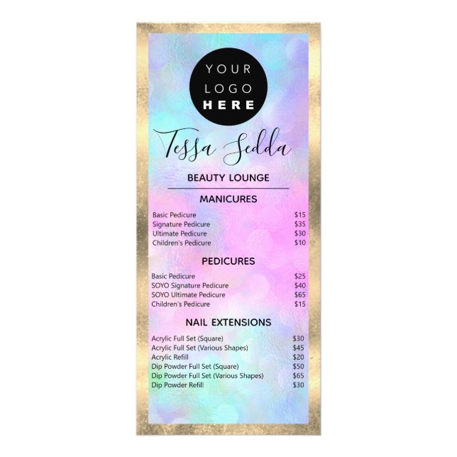 Panfleto Hológrafo do Pedicure do Maqueamento do Cabelo do  (Frente)