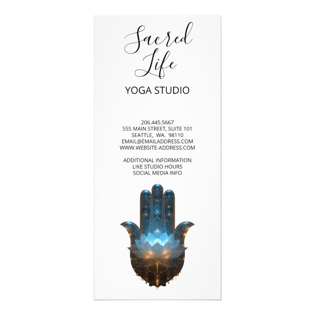 Panfleto Iluminação do Lótus | Design da Mão Hamsa (Verso)