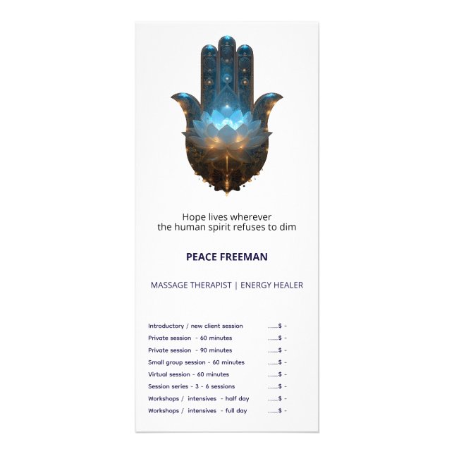 Panfleto Iluminação do Lótus | Design da Mão Hamsa (Frente)
