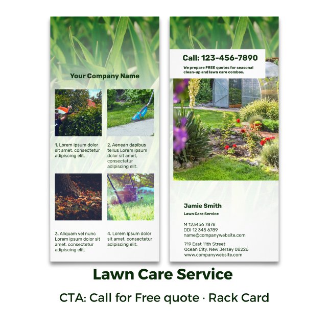 Panfleto Imagem Personalizada de Informações de Serviços de (Lawn Care Services Information Custom Image Rack Card)